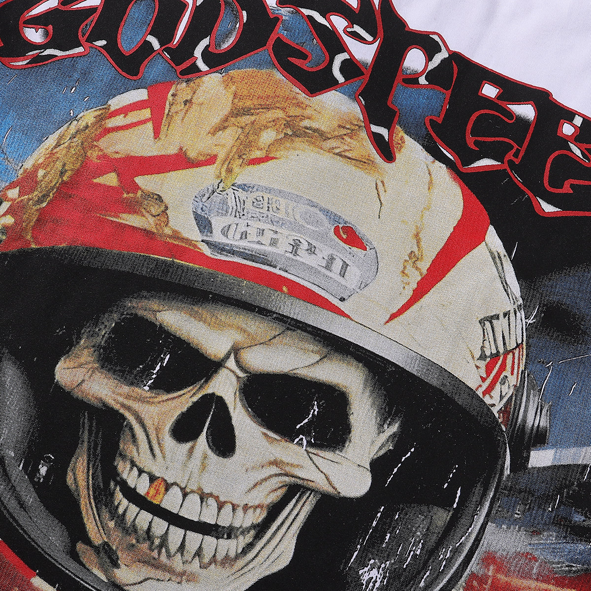 Godspeed t Shirts Skull Astronaut Print Cotton Casual Short Sleeve Men and Women