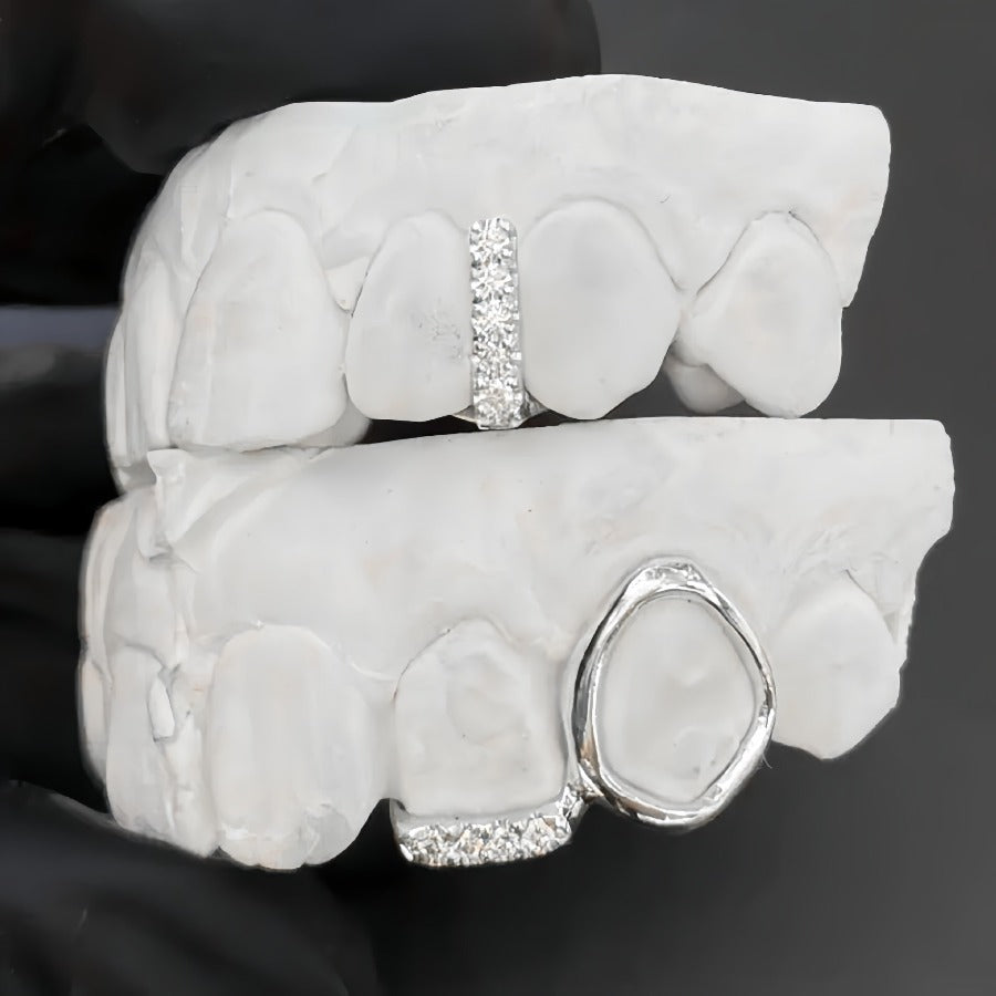 Grillz Hip-Hop Rock Hollow Bar Drill Stick Drill Double Parquet Braces Daily Out Cool Glossy Gold Teeth Hip Hop Versatile Accessories