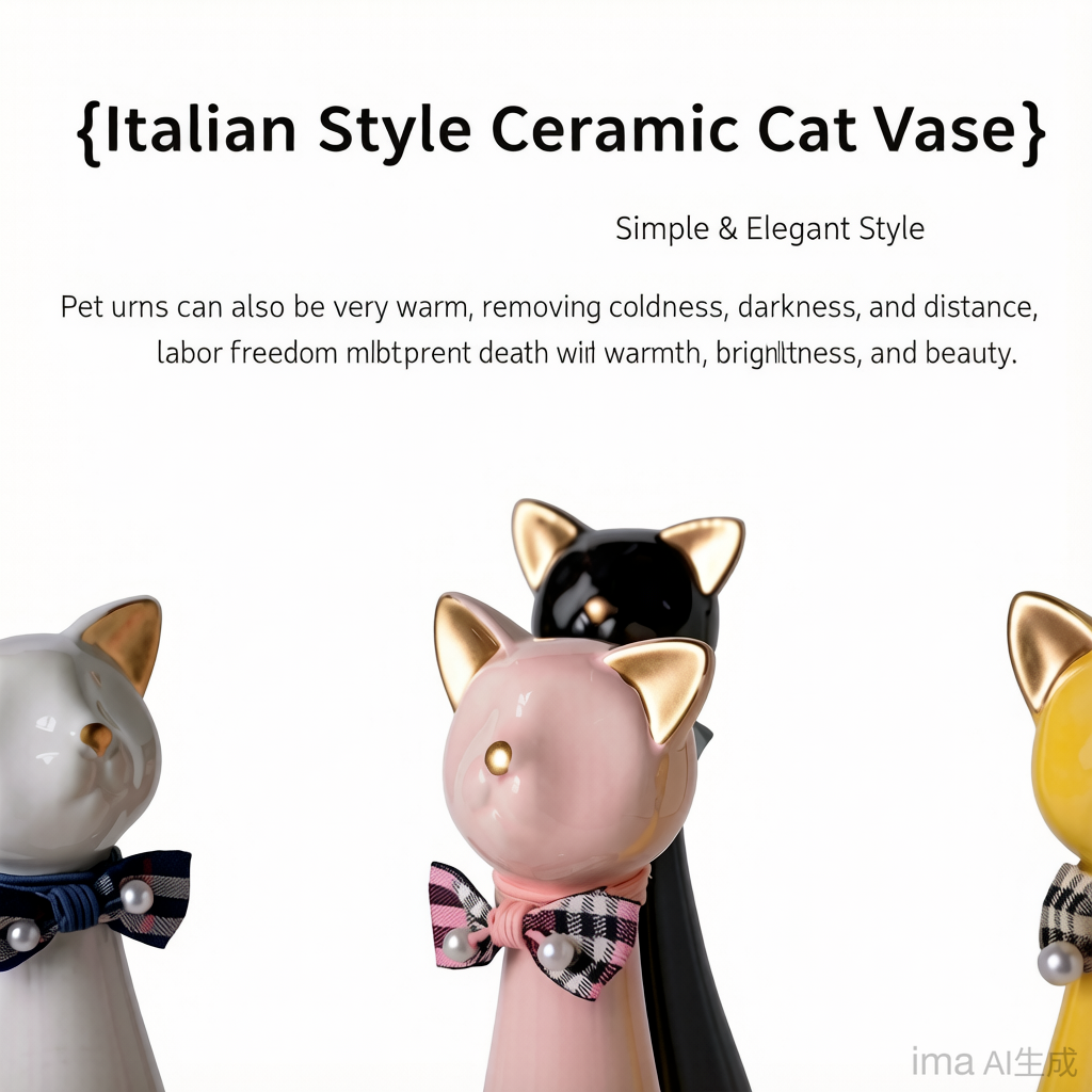 Pet Urn Ceramic Kitten Urn Commemorative Jar Pet Cat Urn Pet Cremation Jar Pet Aftercare Funeral Supplies