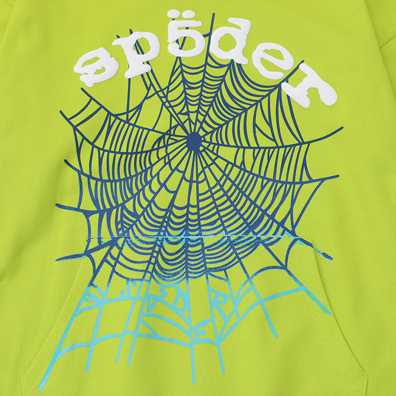 Sp5der Hoodie Cobweb Puff Print Pure Cotton