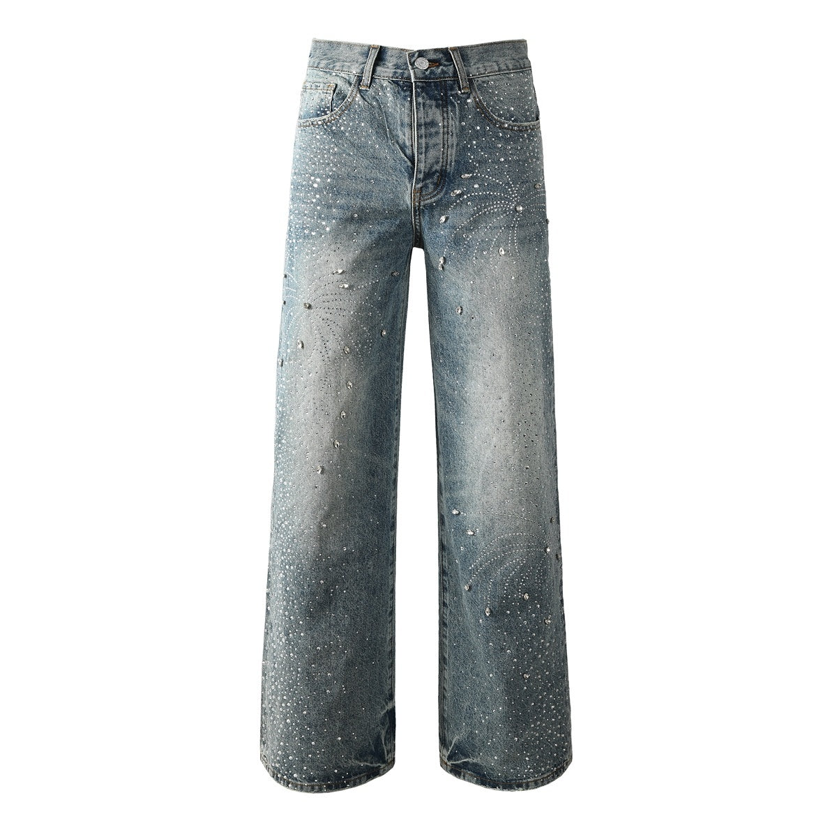 Mens trendy purple jeans, 100% cotton Rhinestones #9133