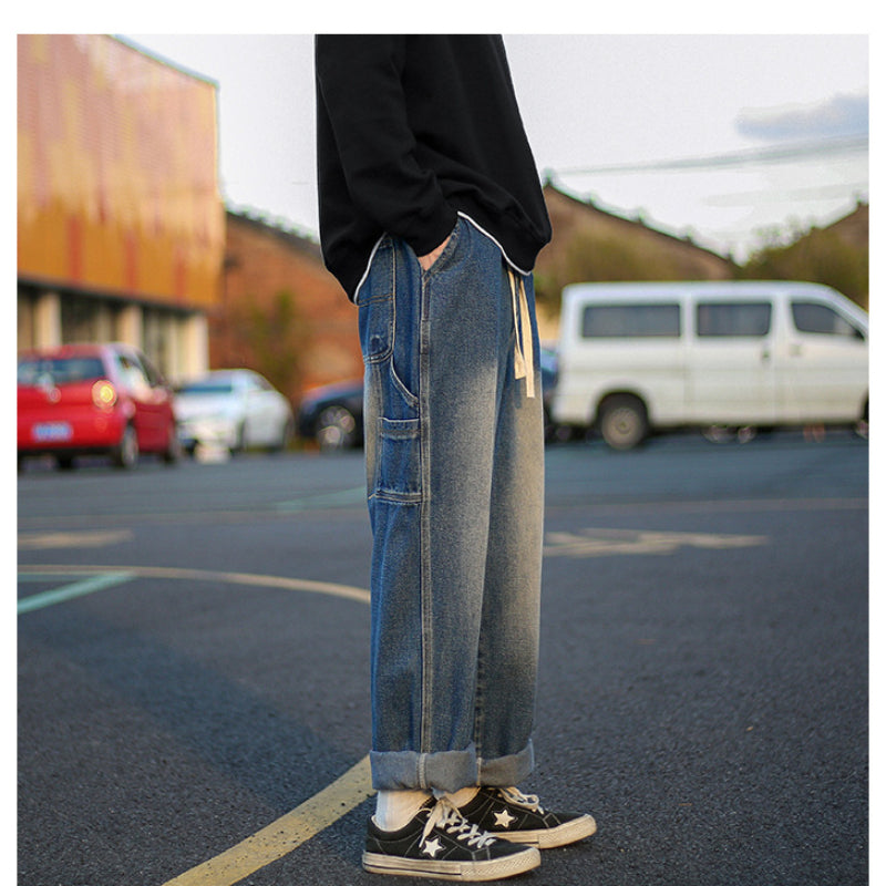 Men Jeans Washed Cargo Pants