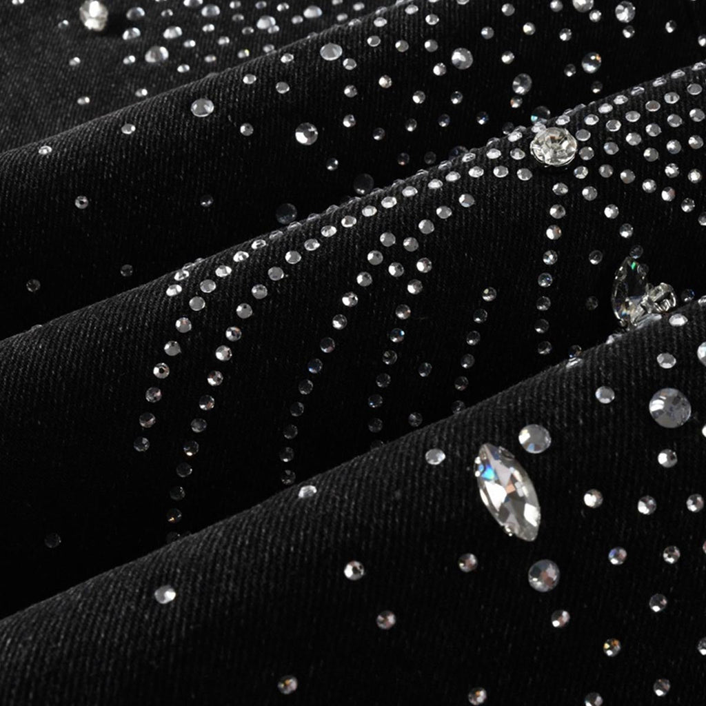 Mens trendy purple jeans, 100% cotton Rhinestones #9125