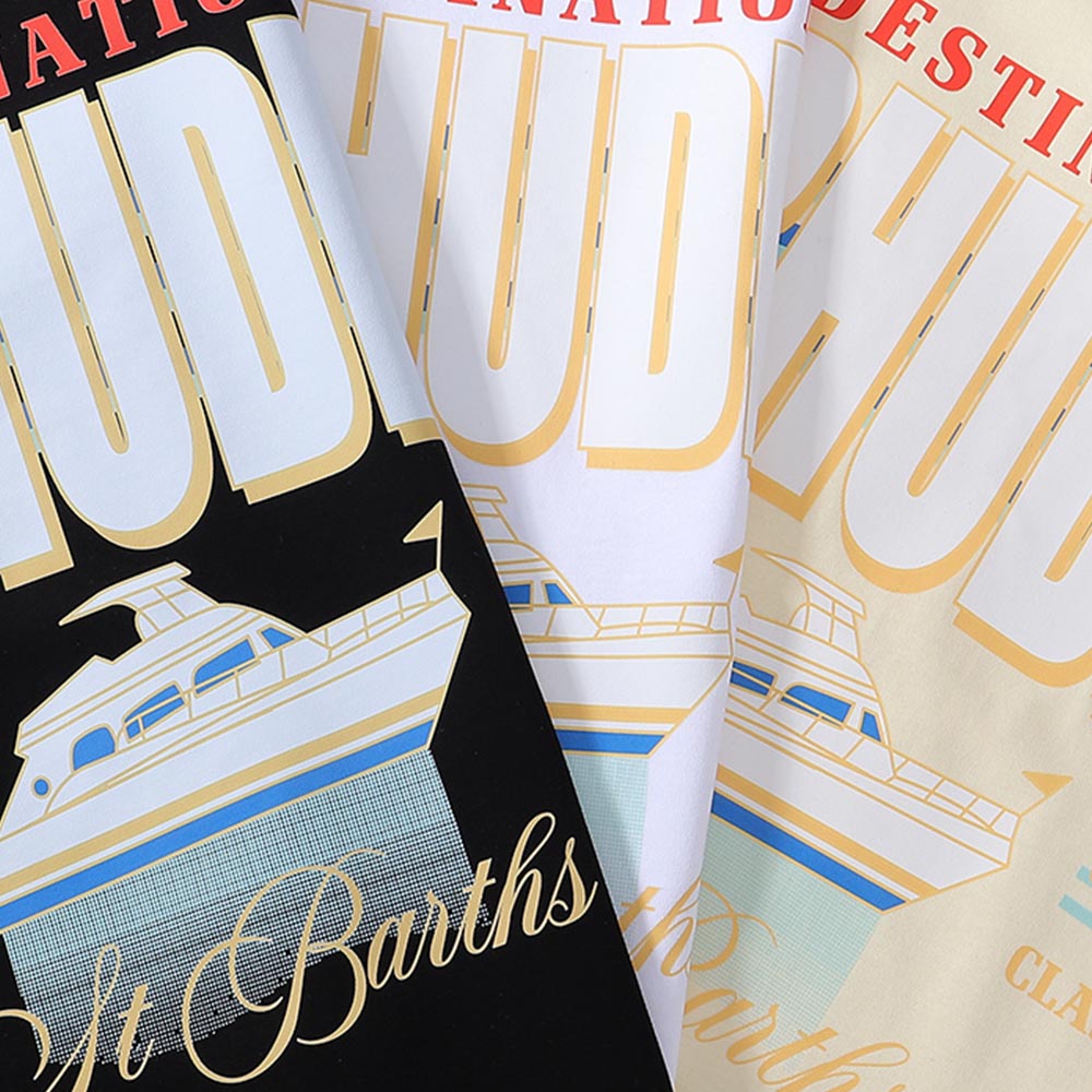 Rhude T Shirts Yacht Printing Cotton Loose Short Sleeves Men and Women