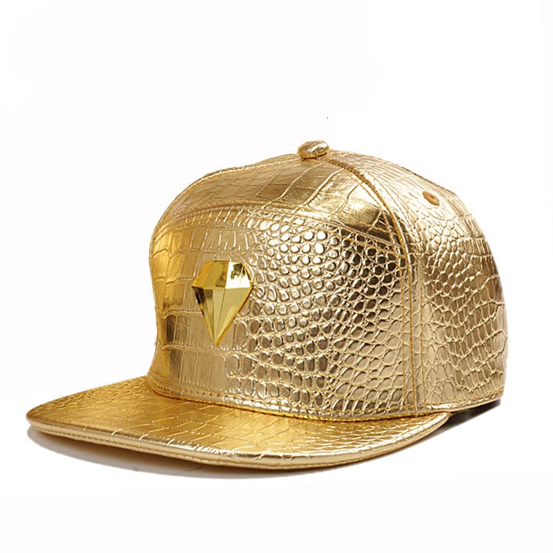 Trendy flat brimmed snapback hats gold adjustable sun shade