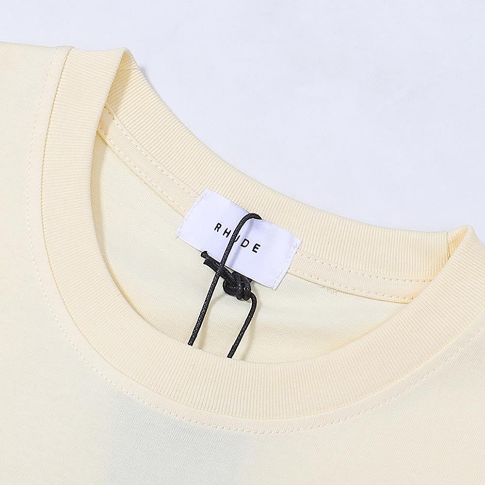 Rhude T Shirts Castle Coconut Windowsill Scenic Cotton Casual Loose Short Sleeve Men and Women