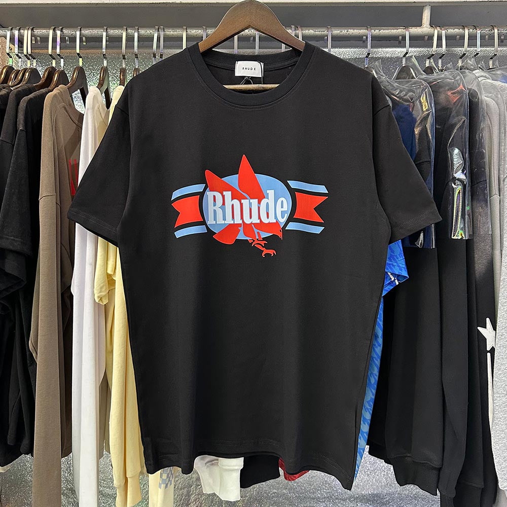 Rhude T Shirts Eagle Print Cotton Casual Short Sleeve Men and Women