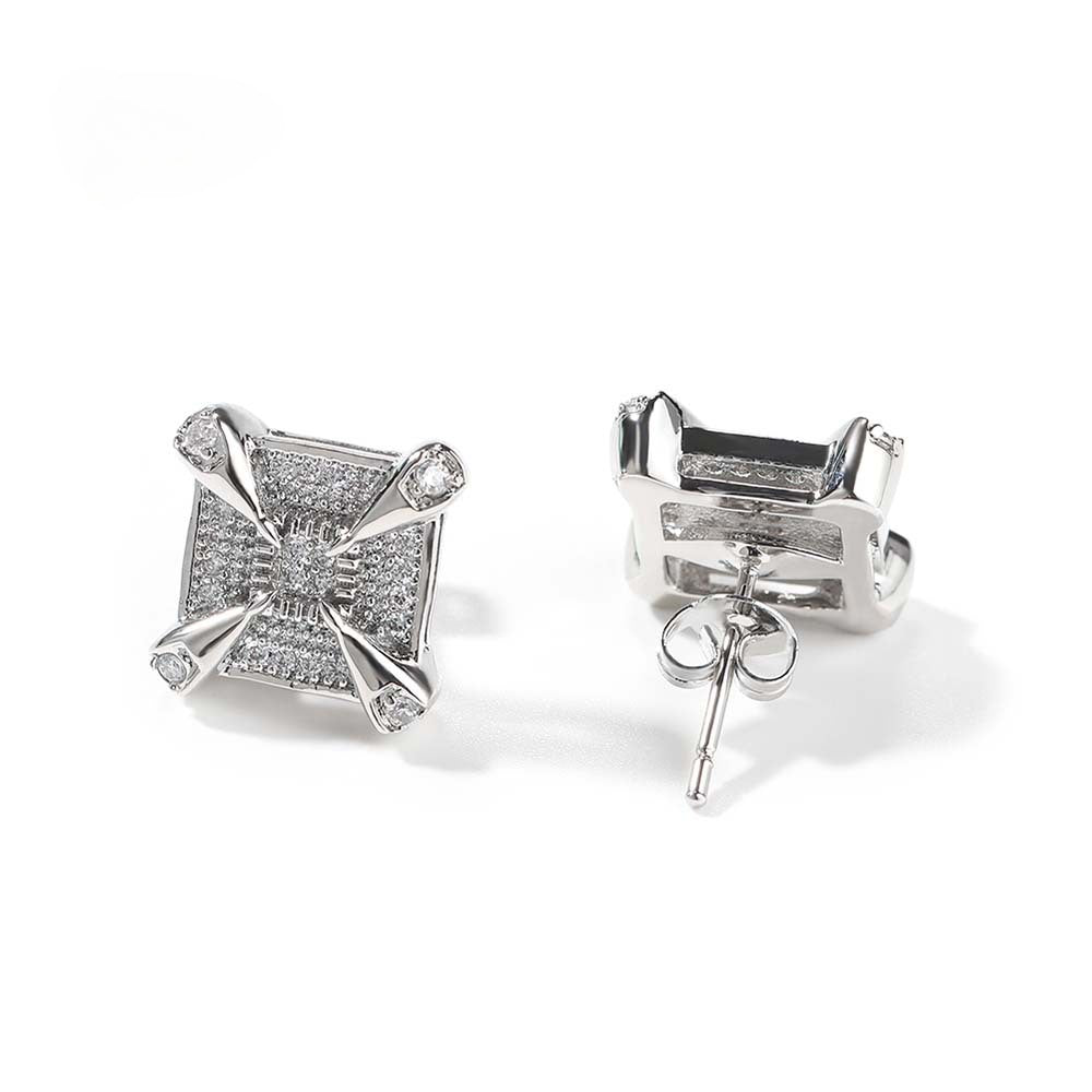 Earrings Zircon Square Earrings Spectrum