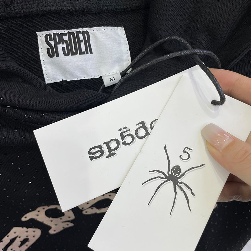 Sp5der Hoodie Cobweb Puff Print Pure Cotton