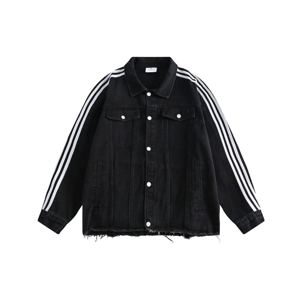 Unisex Jacket Retro Loose Black Denim Jacket Men and Women Couple Jacket