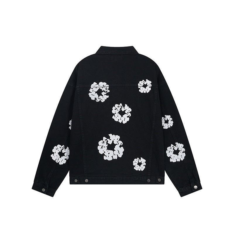 American-style baseball jacket American-style Denim Tears cotton flower denim jacket for men ¨C loose-fit, high-street trendy brand