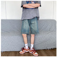 Men Jeans Summer Denim Shorts Loose Straight Casual Shorts