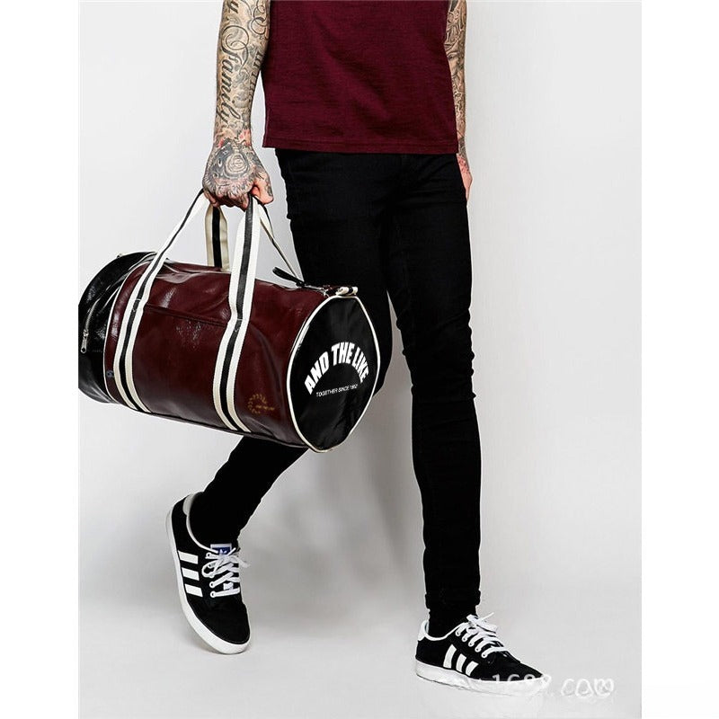 Leather duffel bag messenger bag travel bag fitness bag women's portable training bag