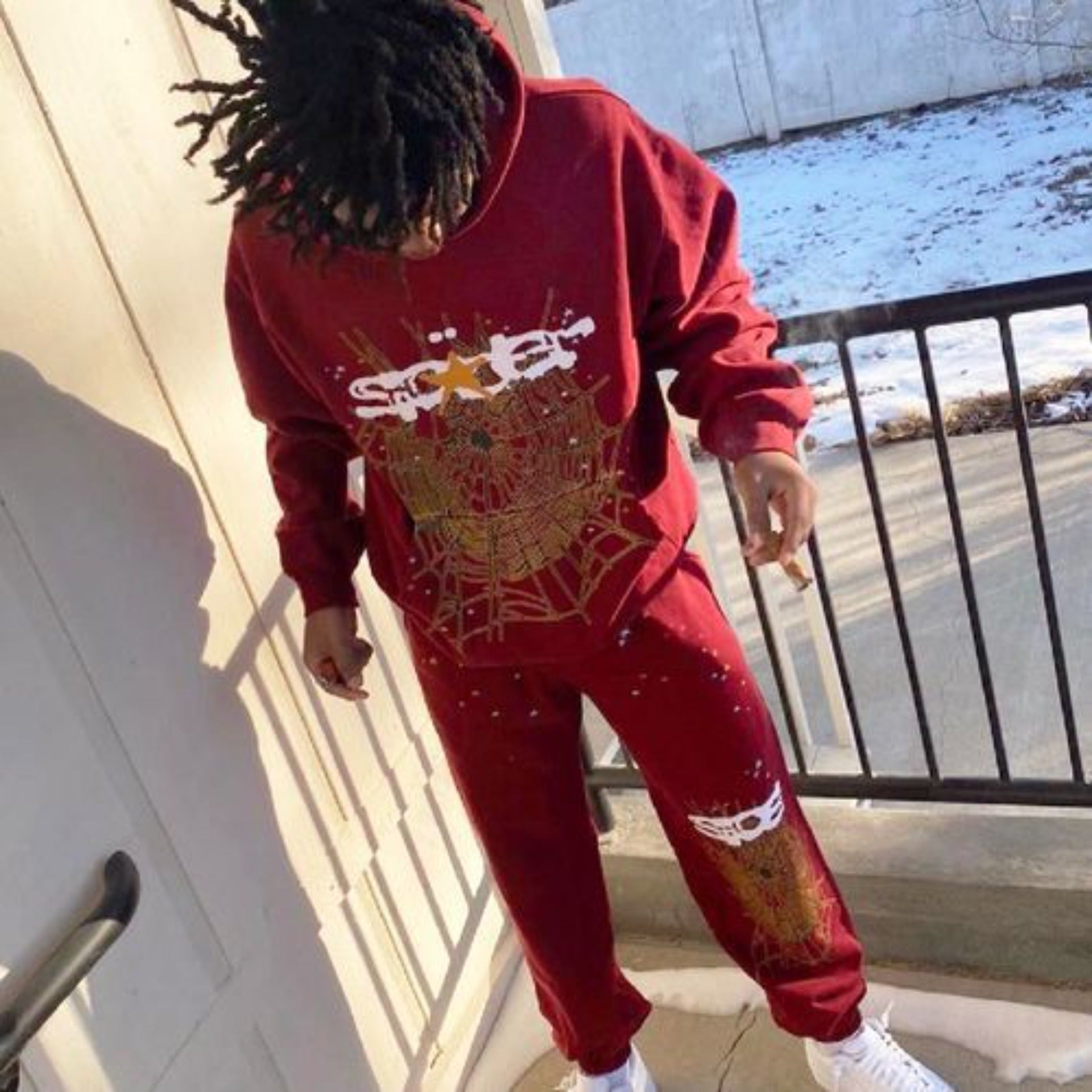 Sp5der Hoodie Spider Web Pattern